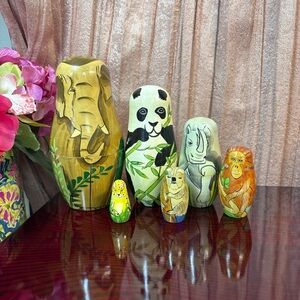 Wild animal elephant rhino bear Nesting Dolls Authentic Models